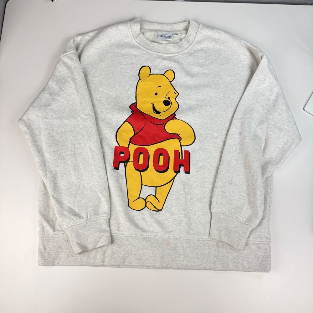 Disney Womens‎ Medium Winnie the Pooh Sweatshirt Oatmeal Fleece Graphic Pullover